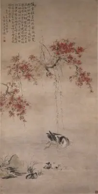 华嵒桃潭浴鸭图轴 | 故宫绘画藏品