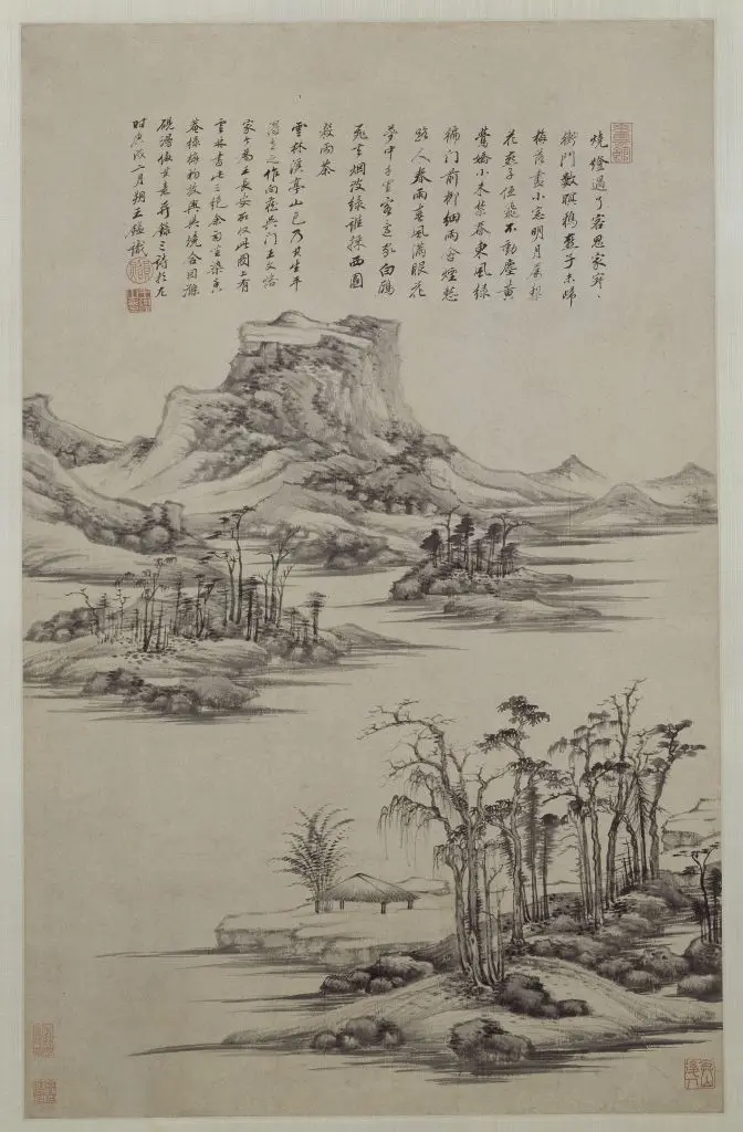 王鉴仿倪云林溪亭山色图轴 | 故宫绘画藏品