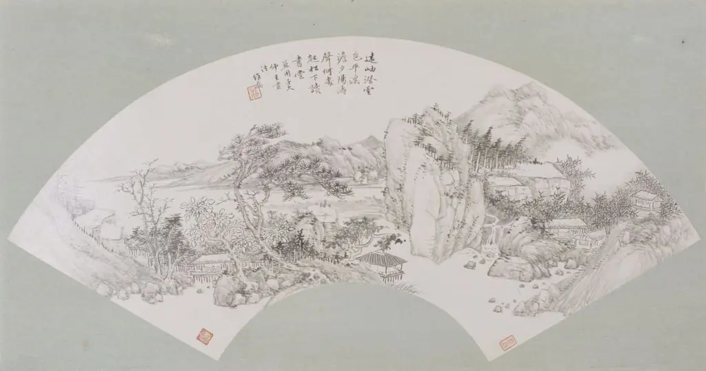 钱维乔松堂读书图扇页 | 故宫绘画藏品