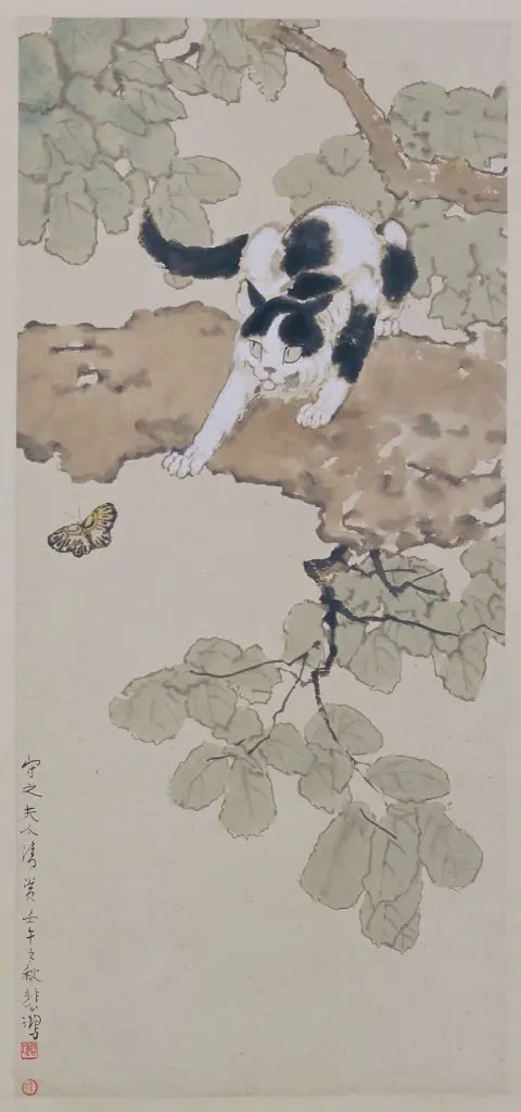 徐悲鸿秋桐猫蝶图轴 | 故宫绘画藏品