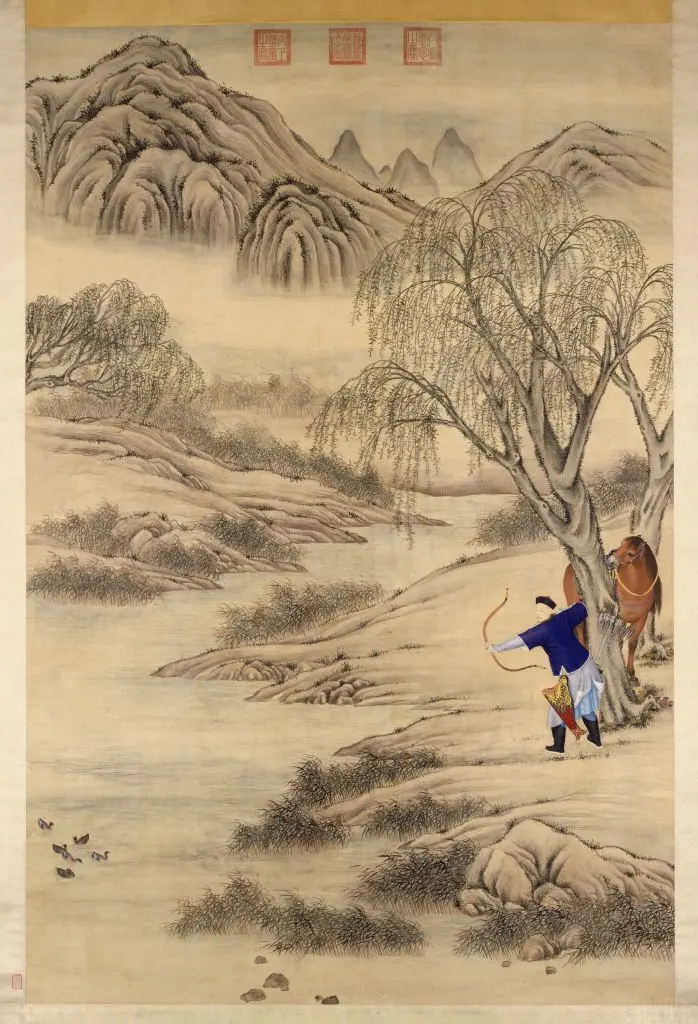 郎世宁等乾隆皇帝弋凫图轴 | 故宫绘画藏品