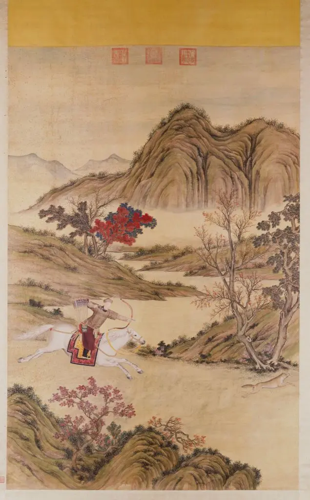 郎世宁等乾隆皇帝射狼图轴 | 故宫绘画藏品