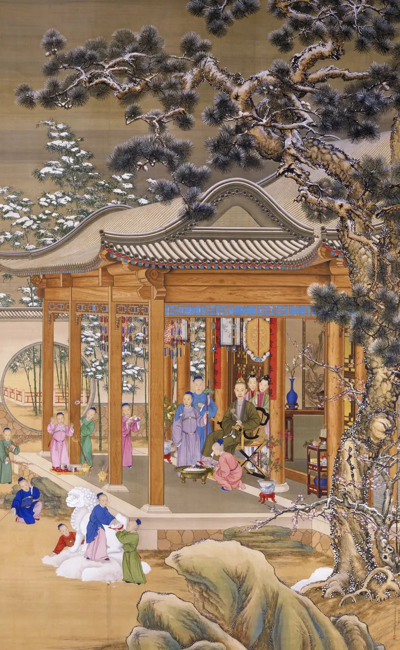 郎世宁等《乾隆雪景行乐图》轴 | 故宫绘画藏品