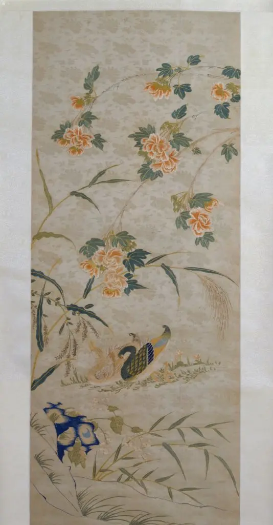 鲁绣芙蓉双鸭图轴 | 故宫织绣类藏品