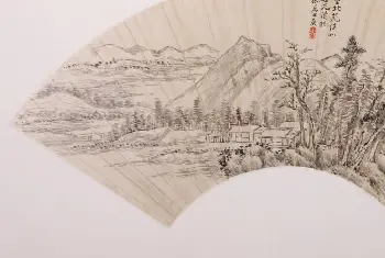 张庚仿董源山水图扇页 - 故宫绘画藏品