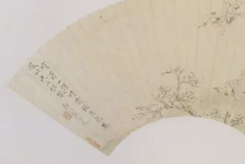 华喦晴霞飞鸟图扇页 - 故宫绘画藏品