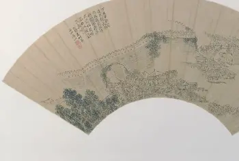 张宏阊门舟阻图扇页 - 故宫绘画藏品