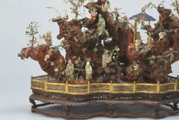 嵌玉石仙人祝寿图盆景 - 故宫生活器具类藏品