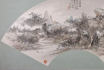 钱维乔春山烟霭图扇页 - 故宫绘画藏品