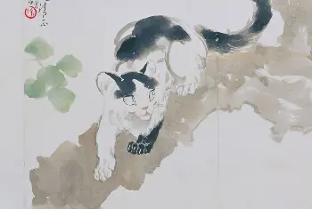 徐悲鸿枫叶狸奴图轴 - 故宫绘画藏品