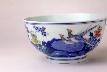 青花加彩花鸟纹碗 - 故宫陶瓷器藏品