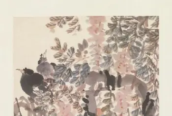 陈师曾藤萝鸲鹆图轴 - 故宫绘画藏品