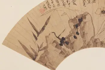 陈洪绶水仙竹石图扇页 - 故宫绘画藏品