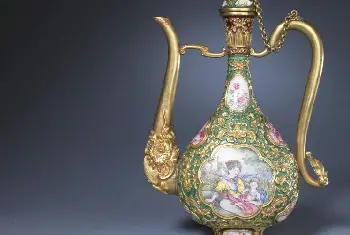 金胎画珐琅人物花卉纹执壶 - 故宫金银锡器藏品