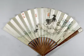 犬戏图扇 - 故宫绘画藏品