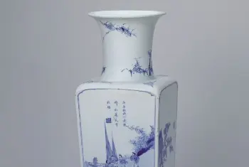 青花山水人物图方瓶 - 故宫陶瓷器藏品