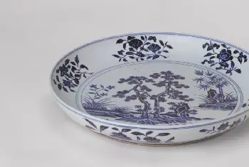 青花园景花卉纹盘 - 故宫陶瓷器藏品